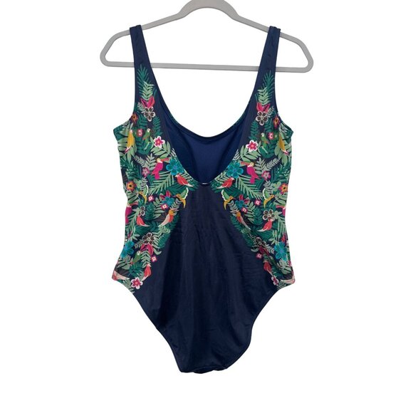 Boden Green and Blue One Piece Swimsuit with Tropical Print - Picture 2 of 7